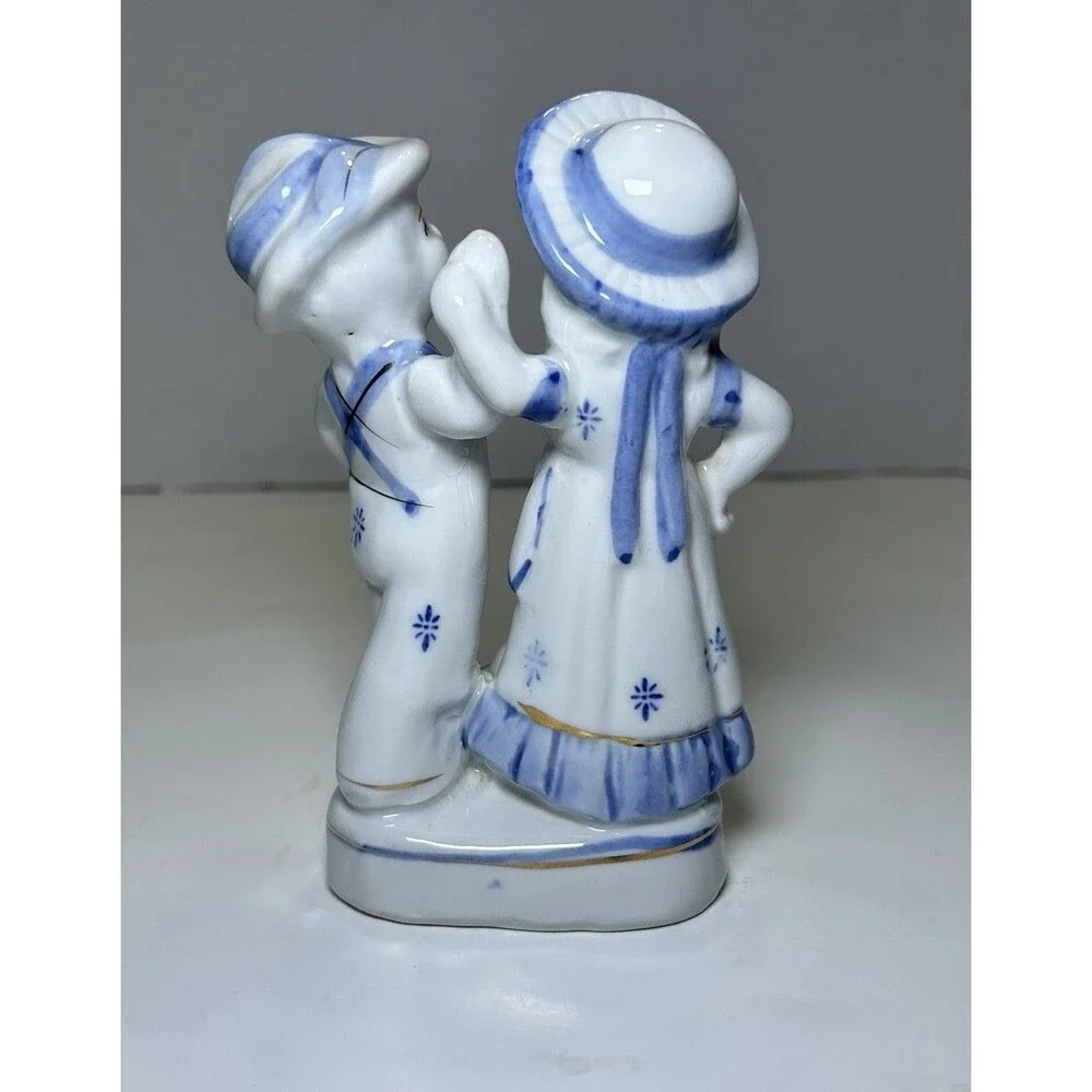 Vintage Victorian/Colonial Porcelain Children Figurine White/Blue Home Decor